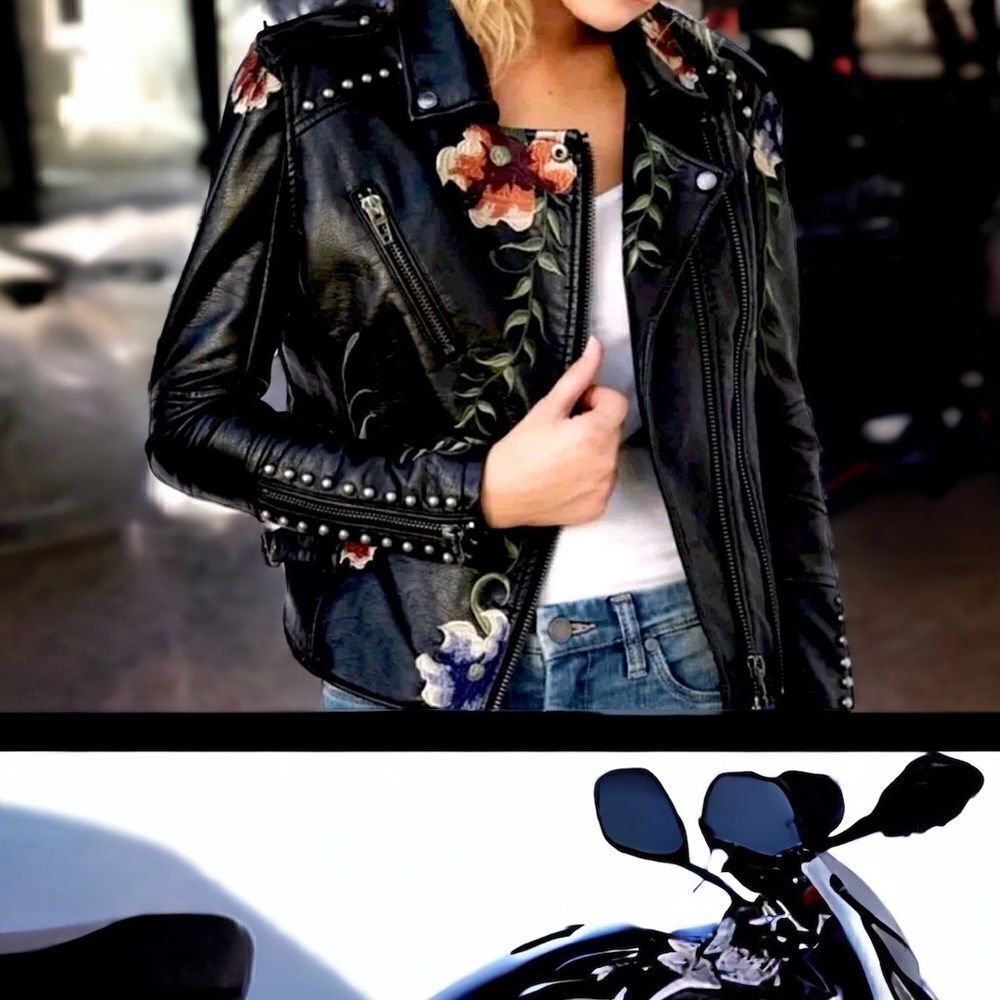 Black Leather Jacket  l Studded l XL l New